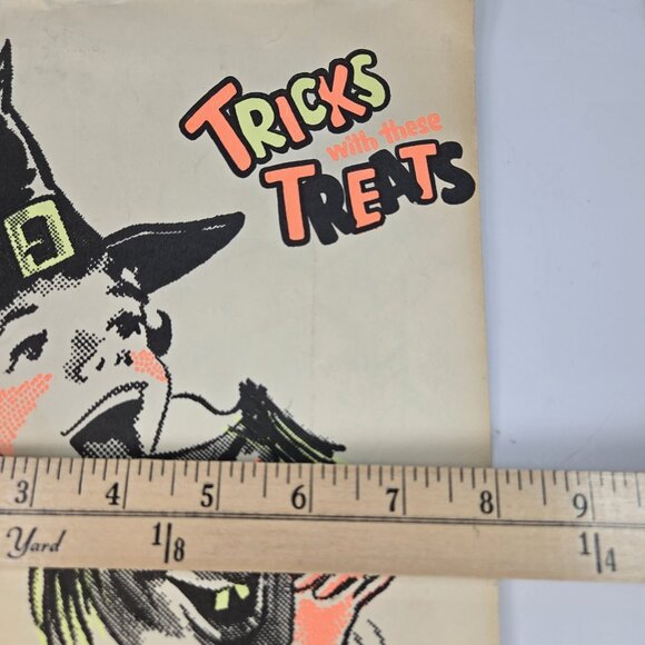 Vintage 1940s Halloween Paper Bags Trick or Treat Witch Skeleton Lot of 3 - Picture 6 of 8